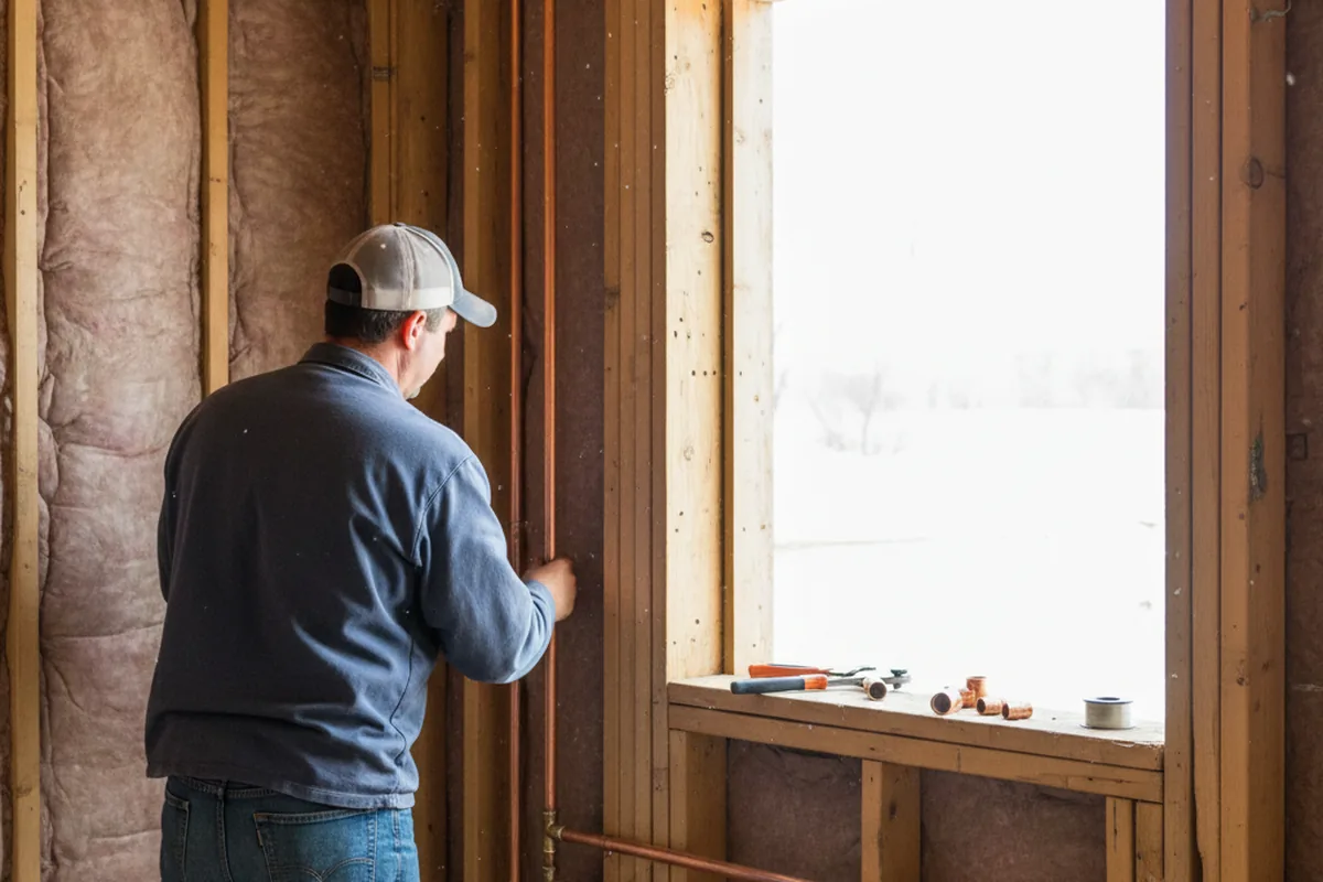 Licensed plumber running new copper supply lines in a Hydesville home