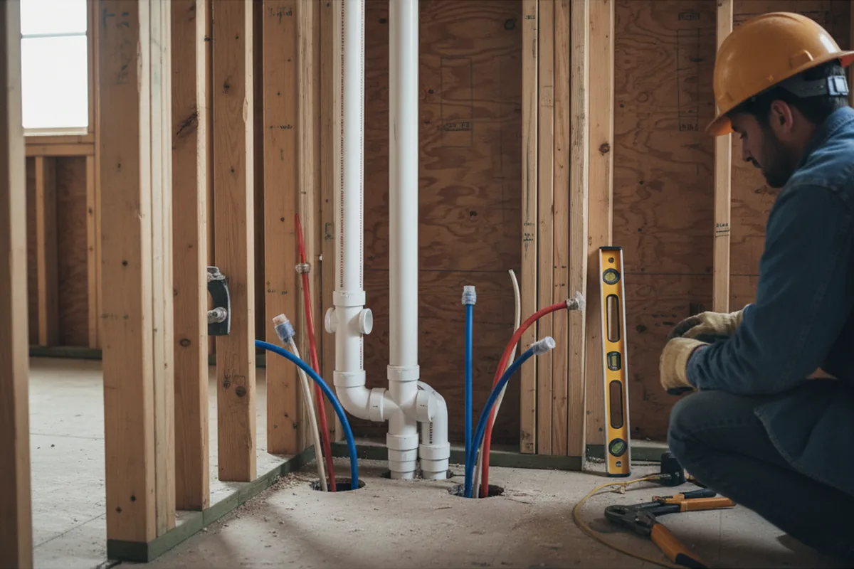 Drain and supply rough-in during Drain Cleaning in Hydesville
