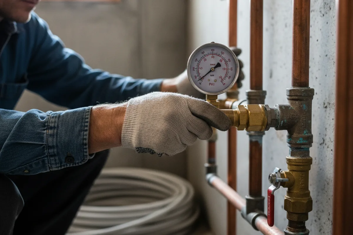 Pressure testing a repaired line during Water Line Repair in Hydesville
